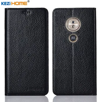 

for Motorola Moto G6 Play case KEZiHOME Litchi Genuine Leather Flip Stand Leather Cover capa For Moto G6 Play Phone cases