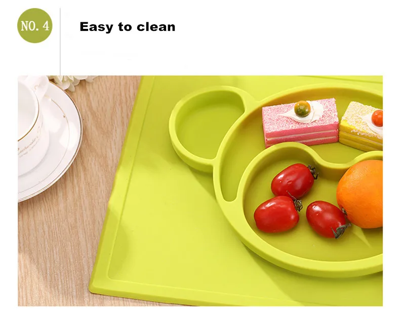 New Infant Baby Feeding Tableware Safe Silicone Cute Animals Shape Slip-resistant Baby Dishes Snack Fruit Baby Feeding Set XSKP10 (10)