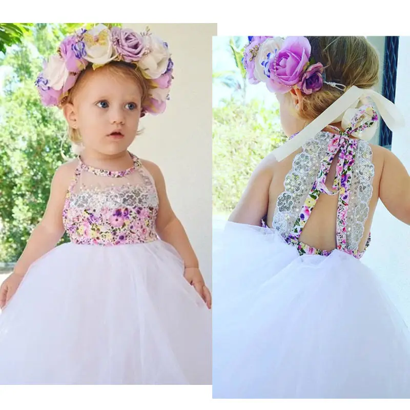 Pudcoco/платье для девочек детское фатиновое платье-пачка с цветочным рисунком для маленьких девочек вечерние платья на свадьбу, торжественное платье, сарафан