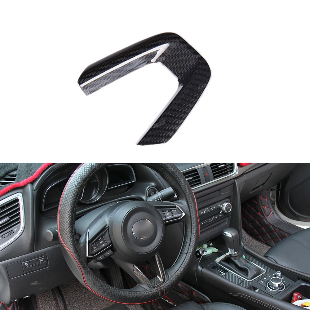 

For Mazda CX-3 CX-5 CX-8 CX-9 Carbon Steering Wheel Patch Trim Cover For Decoration & Portection Car Sticker Trim Cover 2017 -UP