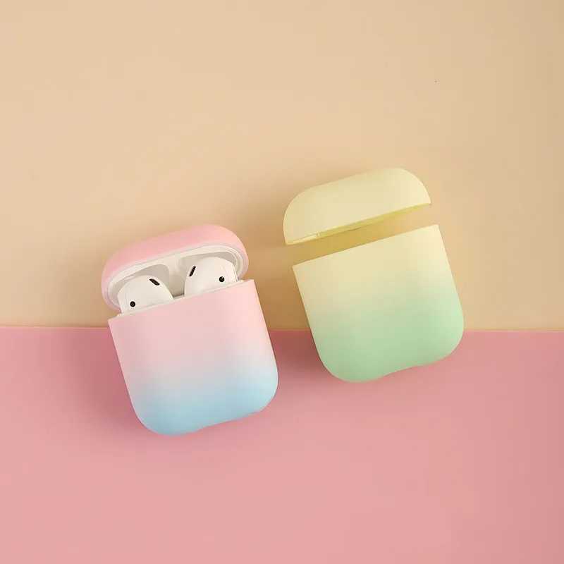 

Newest Cute Gradient Color Decorative Hard Shell Case for Apple Airpods 2 Case Accessories Bluetooth Earphone Protective Cover
