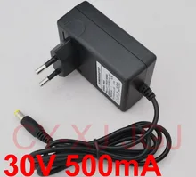 Conversor adaptador, 1 peça 30v 500ma ac 100v-240v dc 30v 0.5a 500ma fonte de alimentação tomada ue 5.5mm x 2.1mm