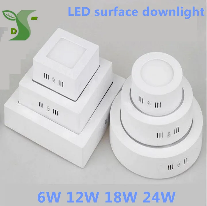 

6W/12W/18W/24W Round/Square Panel LED Surface Mounted Downlight ceiling down lamp AC85-265V Including driver free