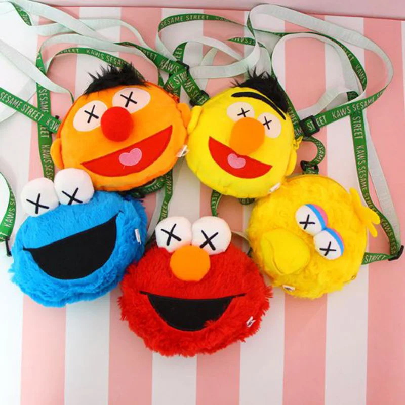 

1 Pc Cute Sesame Street Plush Backpack Elmo Cookie Monster Plush Crossbody Bag Messenger Bag for Girls Plush Toy