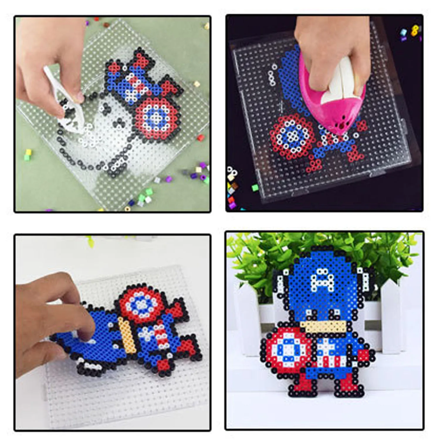 6500Pcs 12 Colors Craft Fuse Beads Kit 3Pcs Pegboards 2Pcs Ironing Paper 1Pcs Tweezer Kids Adults 5