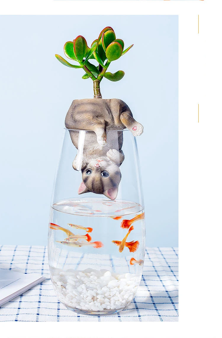 GIEMZA Рыба резервуар, ваза для суккулентов выдра с милыми пандами кошка собака для рыбной фермы посадки цветов аксессуары без рыбы и воды