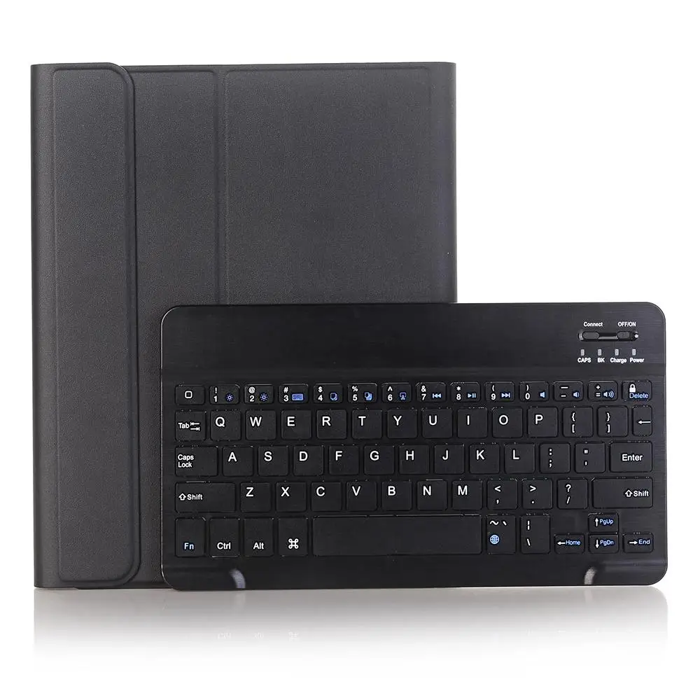 Для iPad чехол с клавиатурой и карандашом для iPad 9,7 5th 6th Generation Air 1 2 Русский Испанский чехол для клавиатуры - Цвет: Black with Black