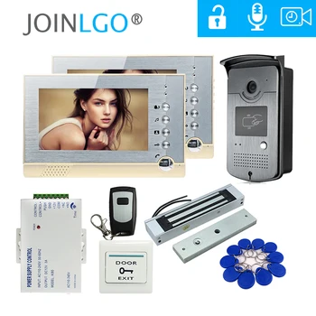 

FREE SHIPPING New 7" Screen Recording Video Intercom Door Phone Set 2 Monitor + Outdoor RFID Access Door Camera + Magnetic Lock