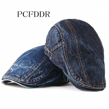 

PCFDDR Spring, Summer and Autumn New Denim Hat Korean Edition Fashion Washing Denim Beret Large Size Pure Cotton Duck Tongue Cap