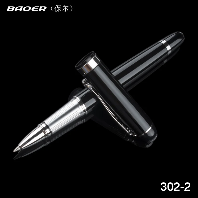 Baoer Executive Rollerball Pens Black and silver clip Stationery School