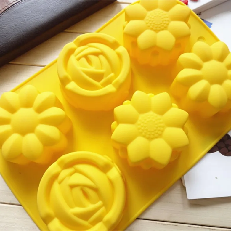 Silicone 6C 3 type flowers Cake Chocolate Soap Pudding Jelly Candy Ice