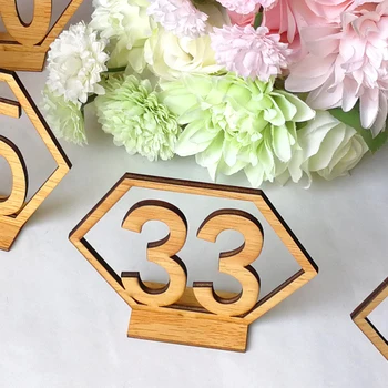 

40 Pcs 11*9.7*0.3cm Wooden 1-40 Honeycomb Hollow Digital Seat Card Banquet Dinner Table Number Cards Wedding Decoration Supplies