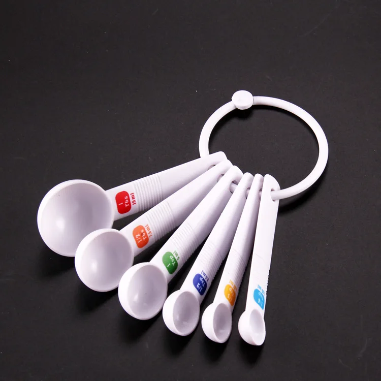 

6 pcs/set white plastic measuring spoon