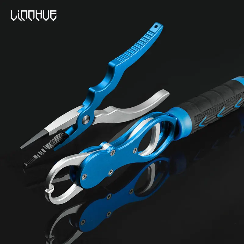 LINNHUE Aluminum Alloy Fishing Pliers Grip Set Fishing Tackle Hook Recover Cutter Line Split Ring High