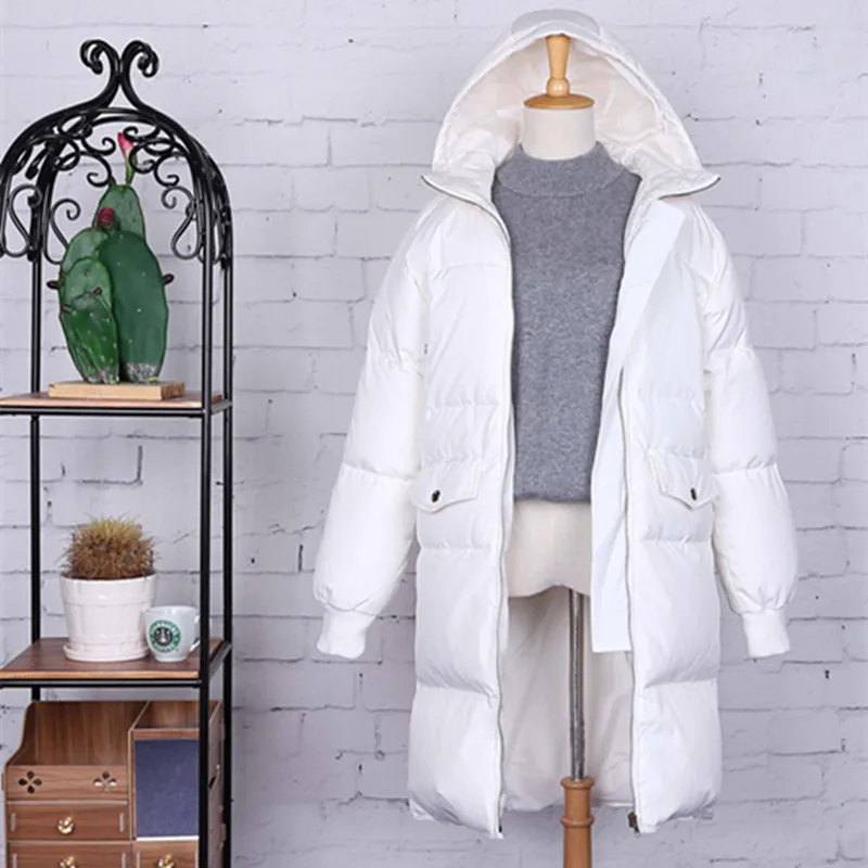 Women Winter Jacket White Duck Down Women Coat Long Cotton Padded Jackets Hooded Ladies Long Coats Big Pockets Warm Clothes CH649 (10)