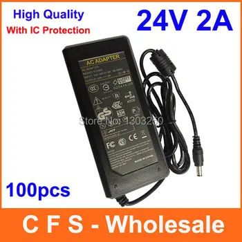 

DC 24V 2A Power adapter supply AC/DC 24V Power Adaptor 5.5mm x 2.5mm Fedex Free shipping wholesale 100pcs/Lot High Quality