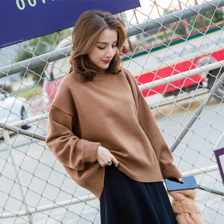 Aurtleneck Sweater Loose Solid Color Ladies Sweater 2019 New Pullover Large Size Thick Sweater Women Sweet Sweater Coat CH842 (18)
