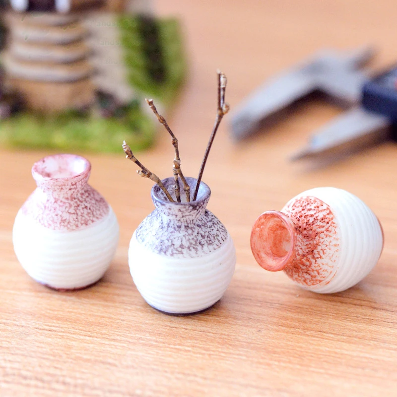 ZHUTOUSAN 3Pcs Mini Flower Vase Pot Miniature Decoration Home Garden