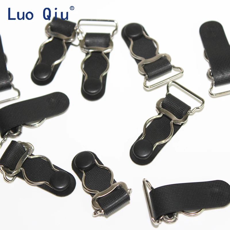 Luo Qiu100 pcs/lot 20MM Plastic Black Corset Leg Garter Belt Clip Hooks Suspender Ends Hosiery