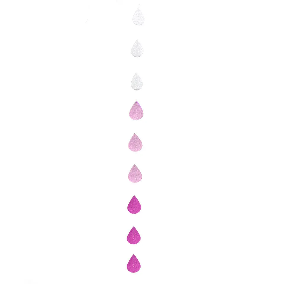 1 шт 1,3 м Бумажная гирлянда в форме капли дождя, синие фиолетовые Свадебные баннеры для дня рождения, украшения для дома на стену - Цвет: Pink