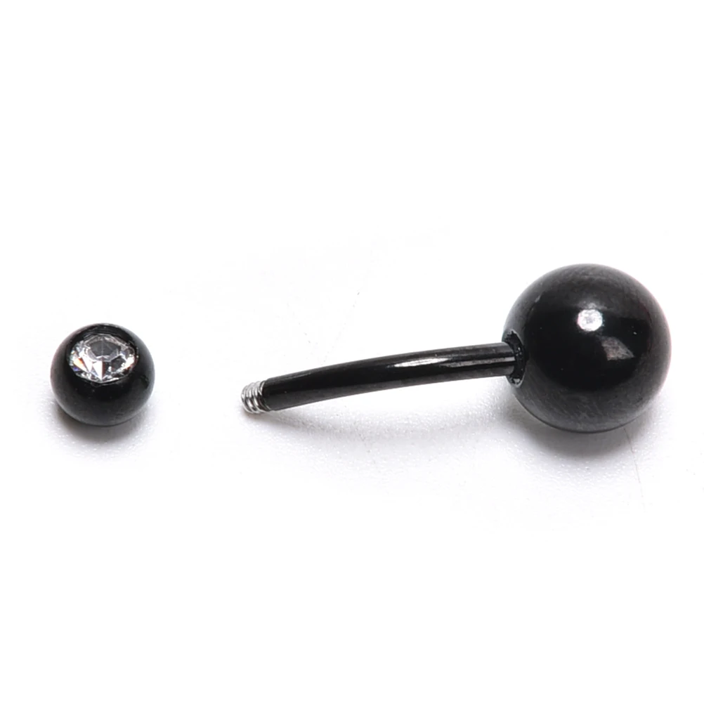 Black Titanium Rhinestone Barbell Navel Belly Button Bar Ring Body Piercing S9