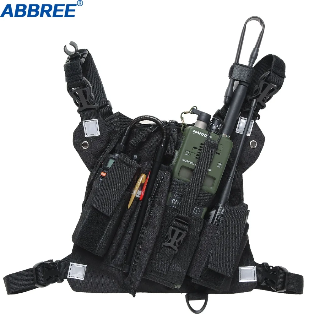 

ABBREE Radio Chest Harness Chest Front Pack Pouch Holster Vest Rig for Two Way Radio Walkie Talkie(Rescue Essentials)