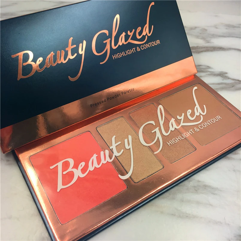 

Beauty Glazed Brand Makeup Highlight Palette Powder Palette Eye Shadow Cosmetics Face Makeup Pressed Powder 4 Colors In 1 Set