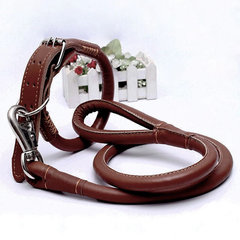 Glossy Genuine Leather Pet Dog Leash Chain Rope YW40148pet dog leash