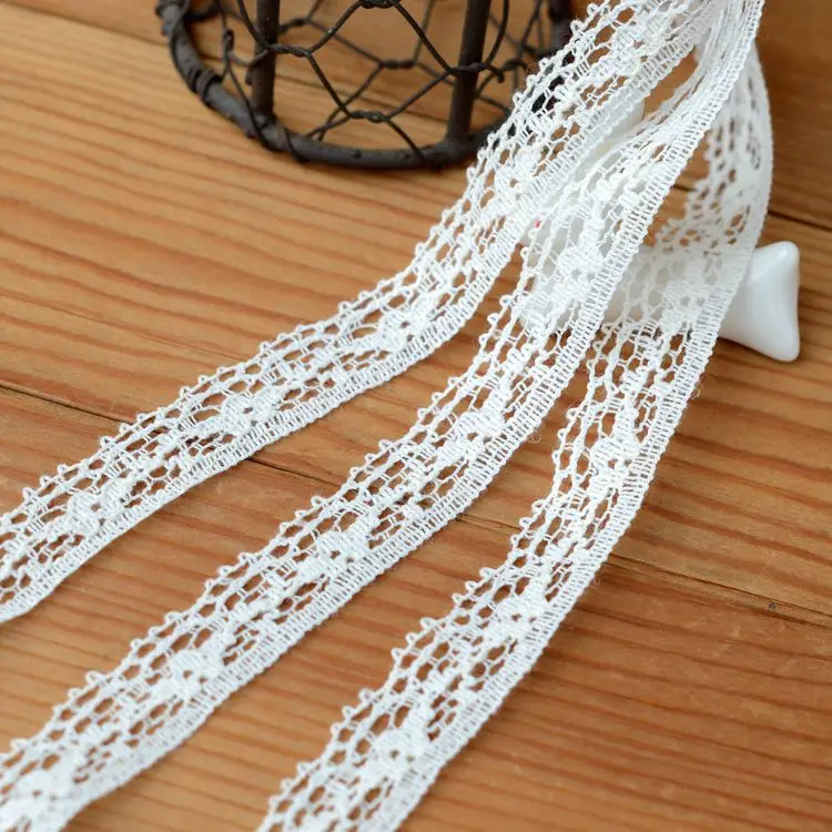 20 meter/lot 1.4cm 0.55" width light beige cotton fabric embroidery