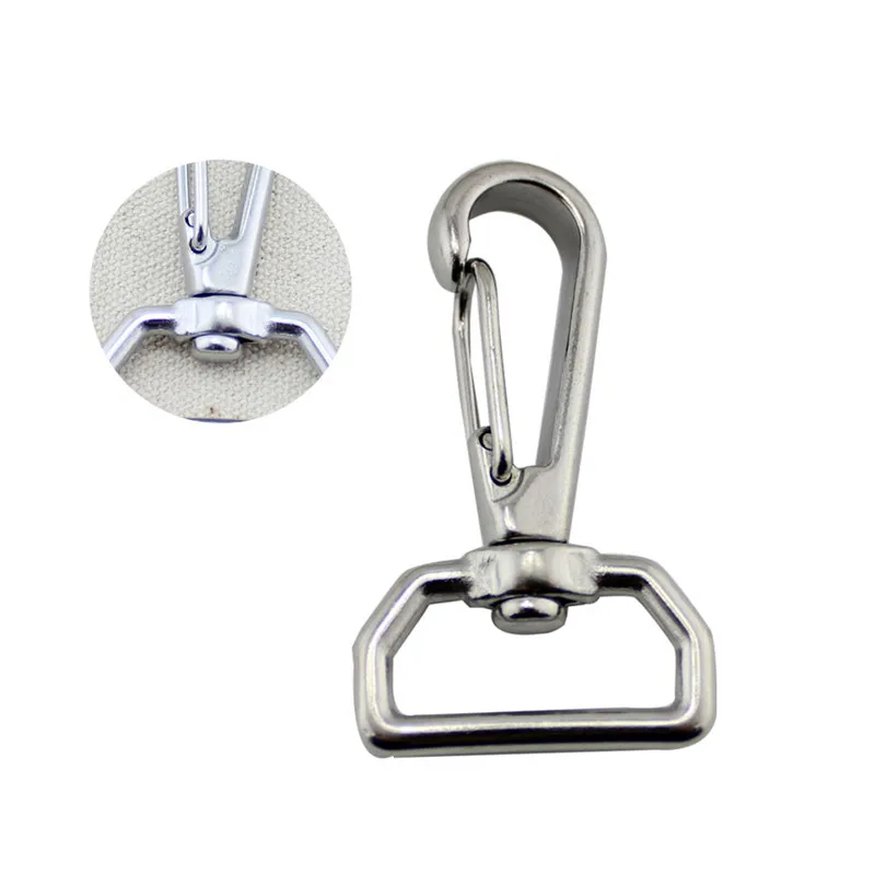5pcs 65mm Stainless Steel Square Ring Swivel Quick Hook Swivel-Eye Bolt Spring Snap Hooks Hiking Camping Carabiner Pet Chains