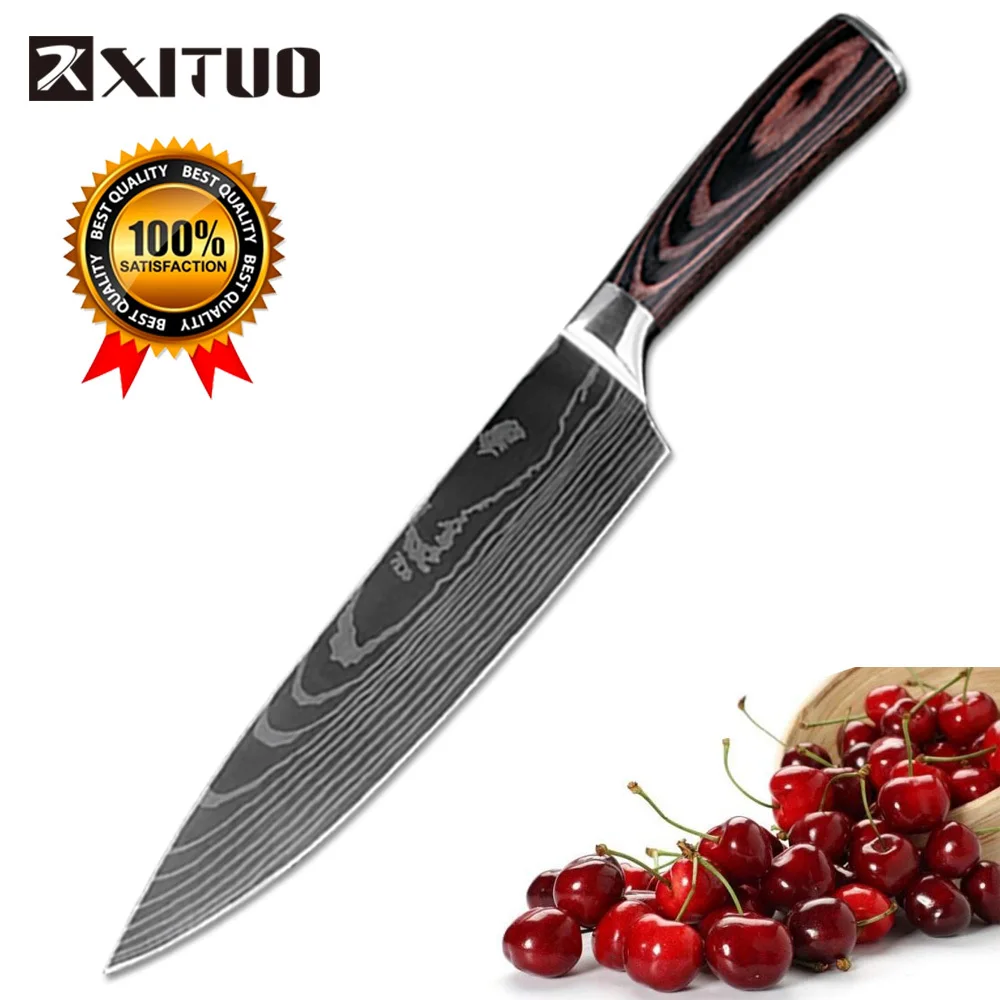 XITUO Kitchen Knife 8 inch Professional Chef Knives Japan Damascus Pattern Stainless Steel Fish&Meat Carving Slicing Knife Veget XITUO Kitchen Knife 8 inch Professional Chef Knives Japan Damascus Pattern Stainless Steel Fish&Meat Carving Slicing Knife Veget