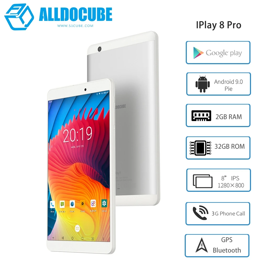 Alldocube iPlay8 Pro MTK8321 Quad Core 8inch 1280*800 IPS 2GB Ram 32GB Rom Android 9.0 Dual 3G GPS Tablet PC