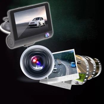 

4.0 inch IPS 3 Lens DVR Car Driving Recorder Front and Rear Monitoring High-Definition Automobile Security System