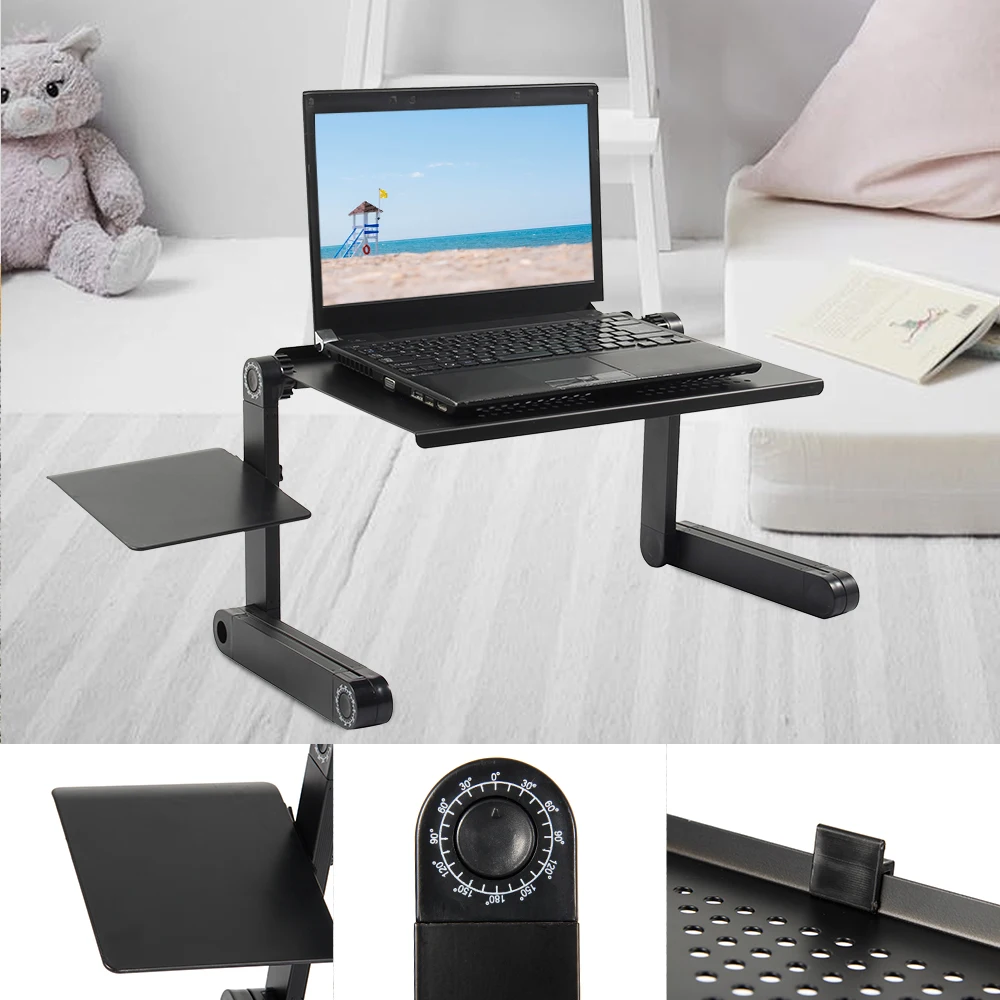 

Adjustable Foldable Laptop Desk Ergonomic Portable Stand Up Portable Lapdesk Notebook Support Holder TV for Bed Heat Dissipation
