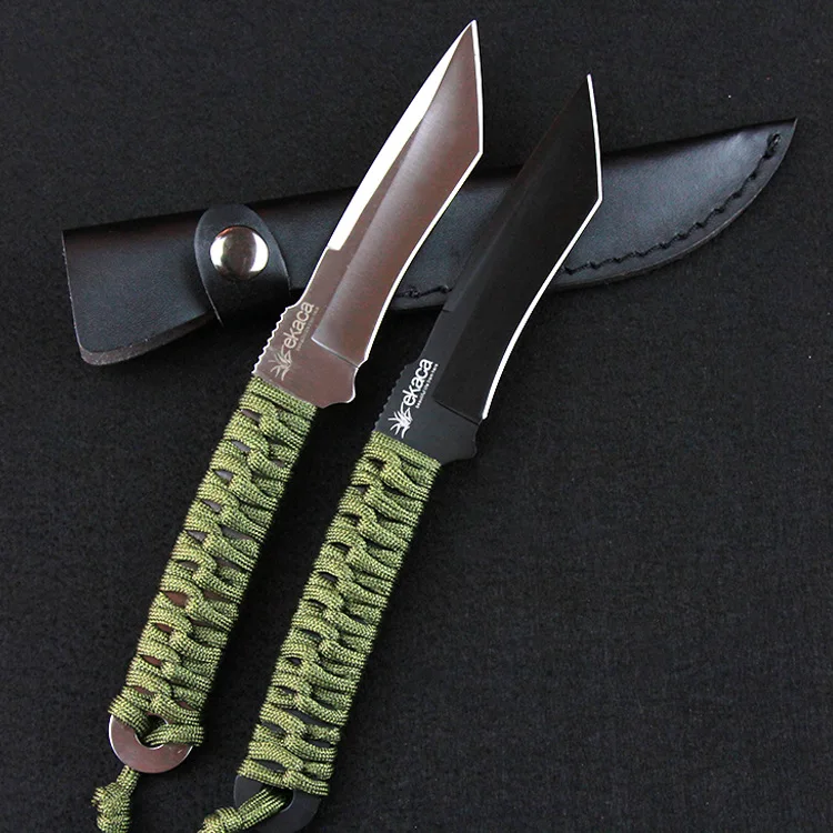Нож с фиксированным лезвием, охотничий нож, полевые ножи для выживания, многофункциональная коллекция инструментов для выживания, нейлоновая ручка, кожаный чехол