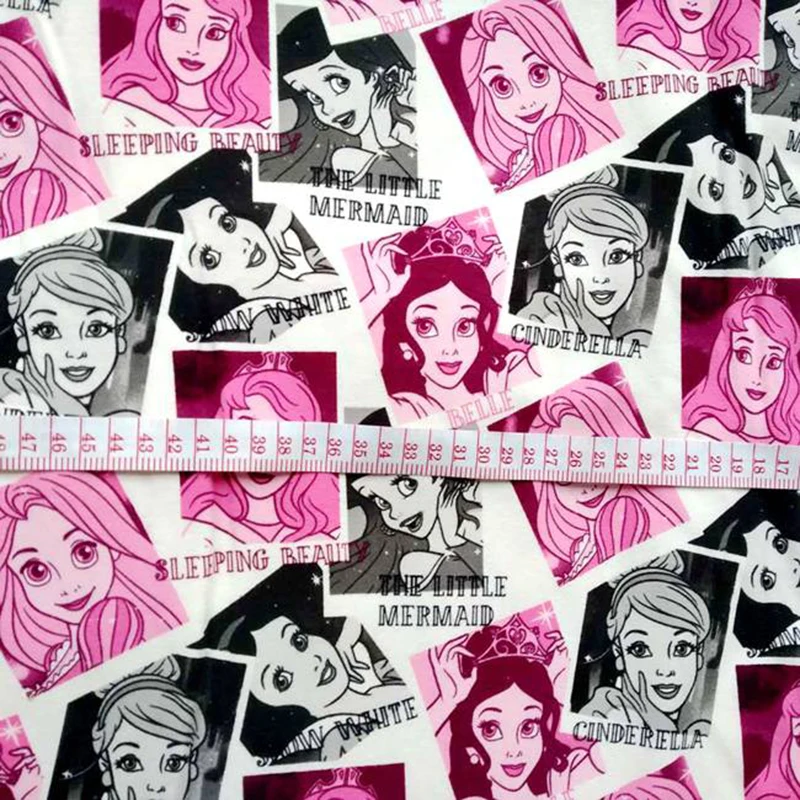 Красивое трикотажное платье принцессы из хлопка и лайкры с героями мультфильмов; милая печатная трикотажная ткань Золушки для девочек; Одежда для девочек