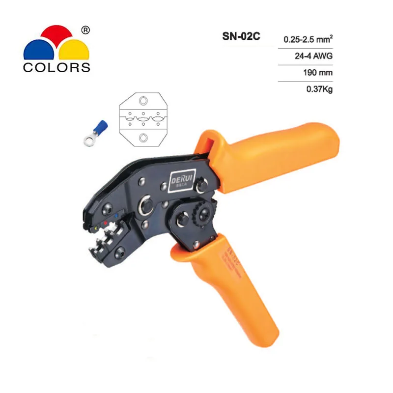 

COLORS/DERUI SN-02C Mini European Straight terminal cable lug Crimping plier tool 0.25-2.5mm2 hand tools Crimper pliers