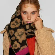 POBING зимний кашемировый шарф для женщин za красный полосатый шарфы леопардовая шаль обертывания утолщаются теплые унисекс основные одеяло кисточка пашмины