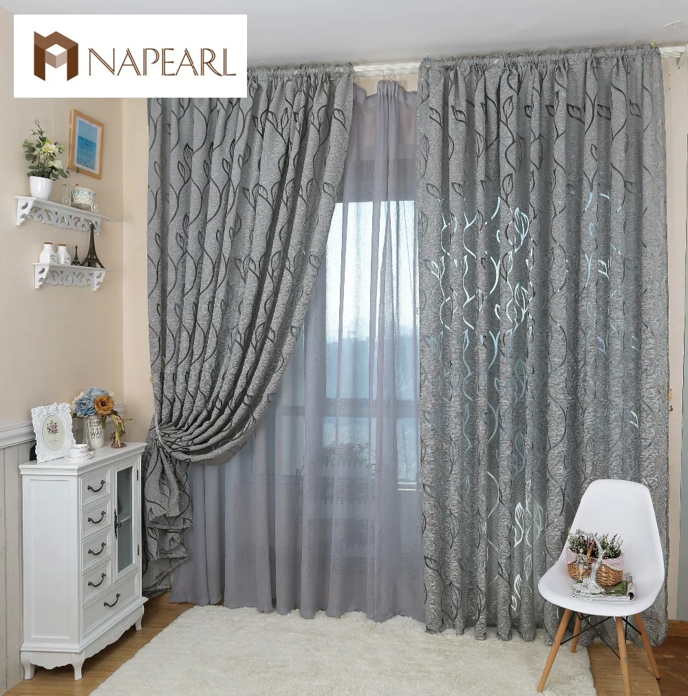 NAPEARL Лист Стиль Дизайн Жаккардовые Шторы Штора для окна гостиной украшения