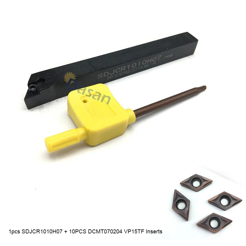 Держатель из быстрорежущей стали SDJCR1010H07 1 шт. и DCMT 070204 VP15TF 10 карбидных токарных