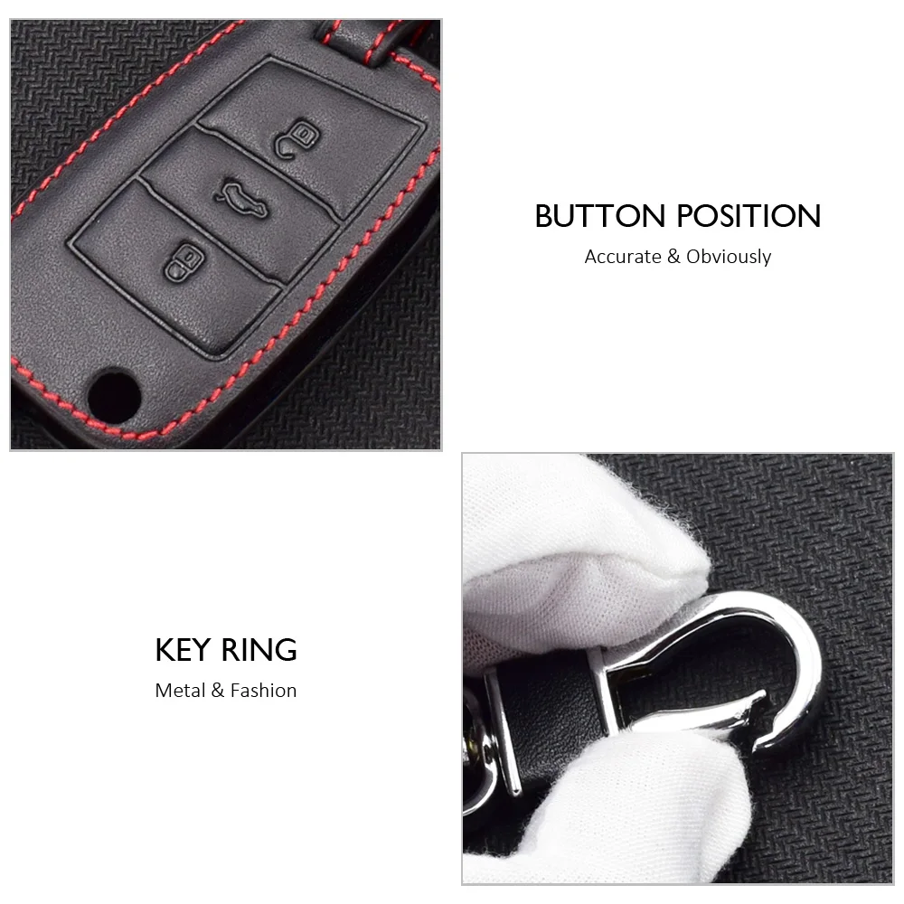 ATOBABI Genuine Leather Car Key Case Bag For VW Golf 7 Volkswagen MK7 New Polo Skada Octavia A7 SEAT Leon Folding Remote Cover