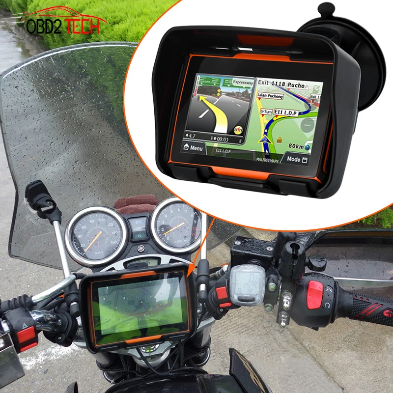 256M RAM 8GB Flash 4 3 дюймов Moto GPS навигатор Водонепроницаемый Bluetooth мотоцикл gps