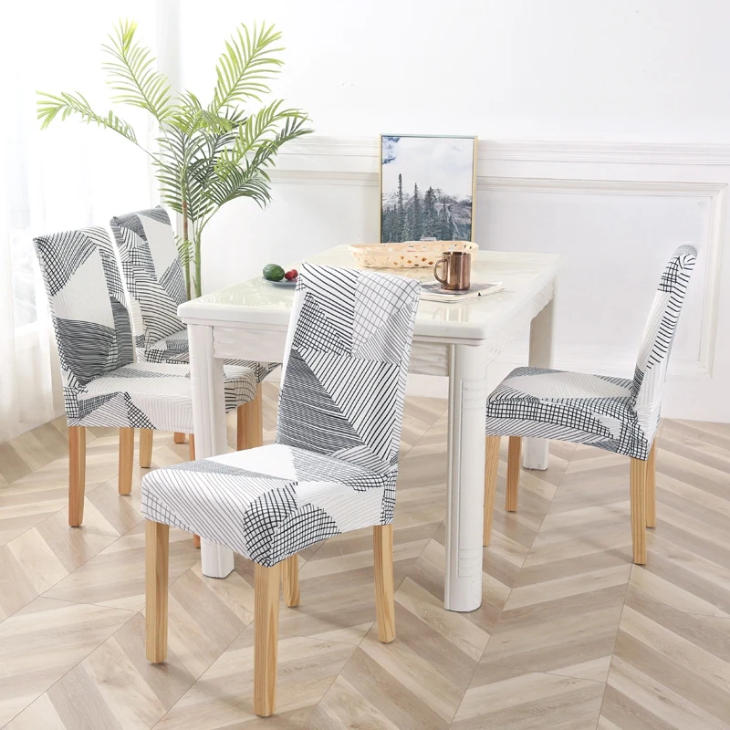 Dining Chair Cover Spandex Universal Printed Kitchen Removable Seat Cover for Banquet Restaurant Party Chair Slipcover 1PC