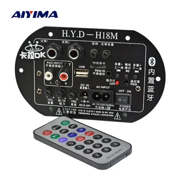 

AIYIMA Mono Subwoofer Amplifier Board Dual Microphone K Song Bluetooth Amplifier 30-150W For 6-10Inch Speaker 220V 12V 24V