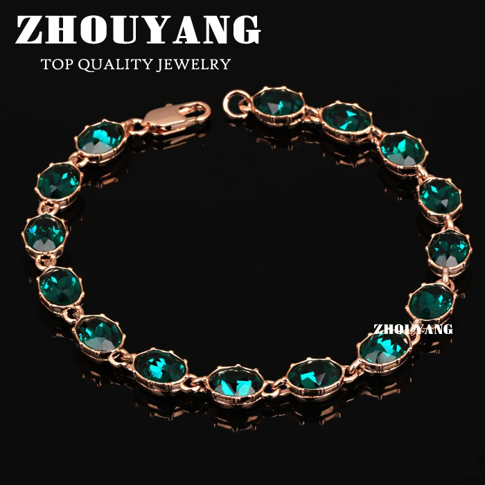 

Top Quality ZYH153 Simple And Noble Green Crystal Rose Gold Color Bracelet Jewelry Austrian Crystals Wholesale