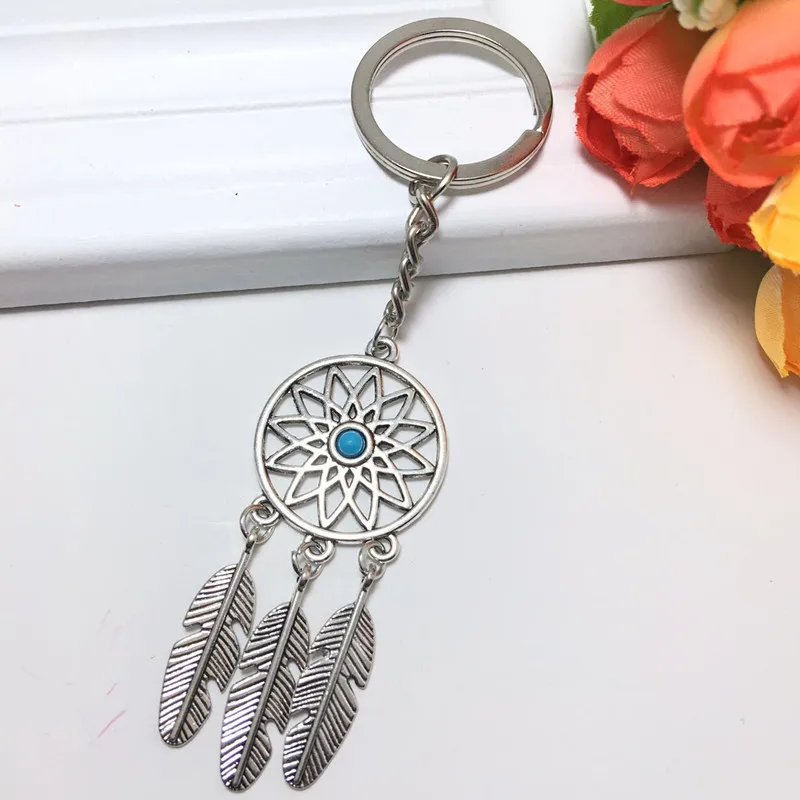 

MISANANRYNE Multi-styles Ethnic Dream Catcher Tone Key Chain Silver Feather Tassel Keyring Pendant Keychain For Women Gift