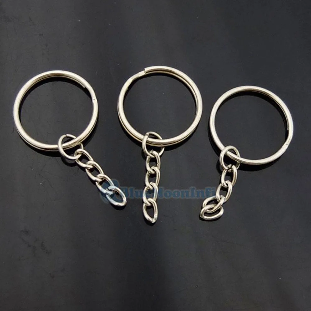 100 pcs 1" 25mm Metal keyring Keychain 1" Chain Purse Zipper Pulis Snap