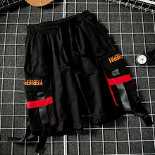 Новинка, хлопковые мужские свободные короткие шорты для бодибилдинга, бега, фитнеса, улицы, повседневные, несколько карманов, лента, комбинезоны, шорты, 4,18