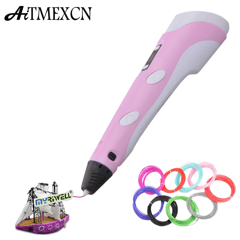 3D Pen 2nd Generation LCD Display DIY 3D Printer Pen With 3Color 15m ABS PLA Filament