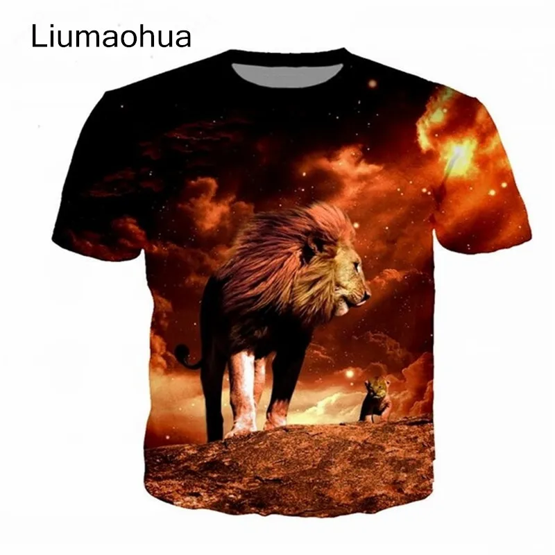 

Liumaohua New t-shirt Hot Sale Casual Men/Women T-shirt T Shirt Tops Summer Style Pullover Short Sleeve 3D Print Flame Lion
